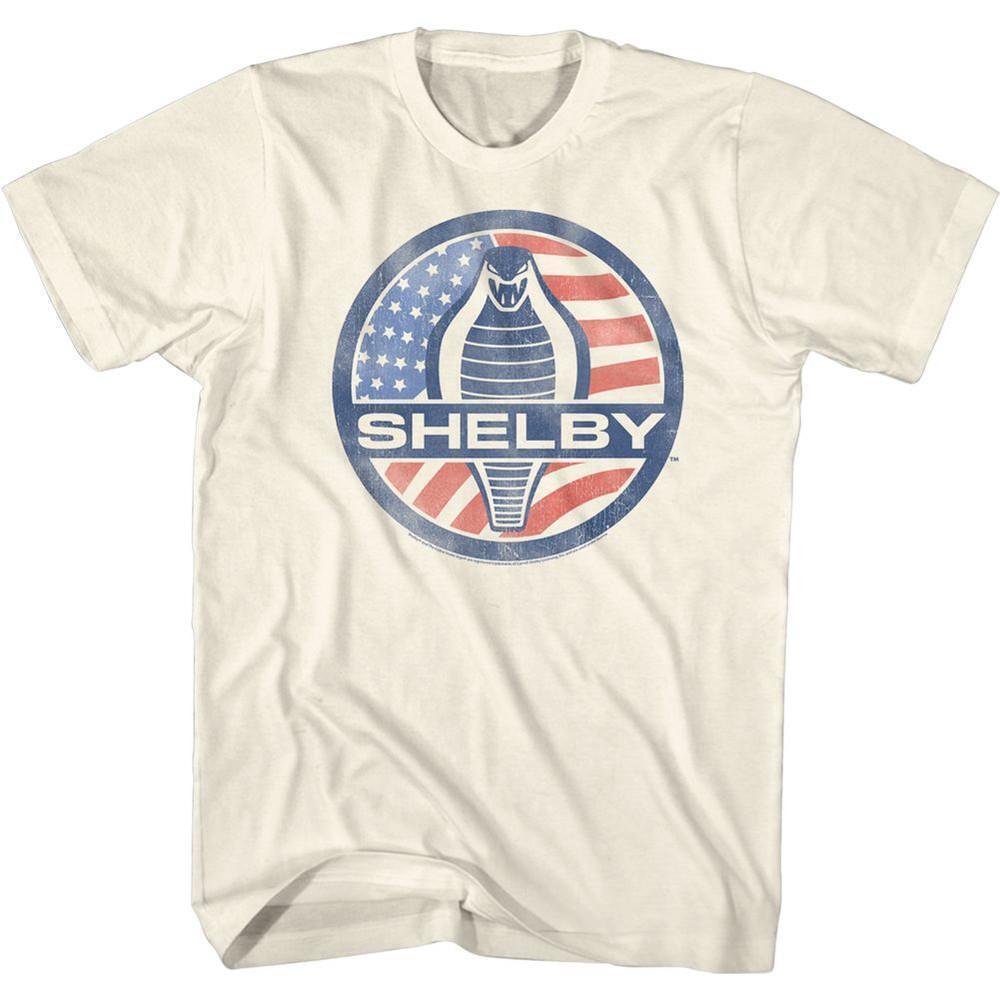 Carroll Shelby Flag Logo Natural Adult T Shirt